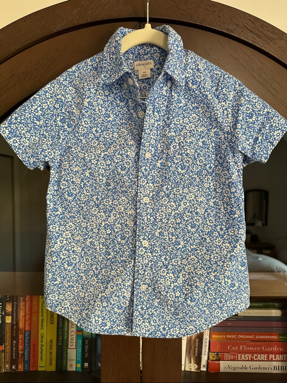 CREWCUTS Floral Button Up Short Sleeve Shirt - 4/5 Boys